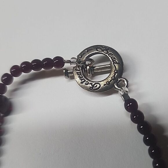 Beaded Faux Pearl Red Beaded Bracelet - Picture 2 of 3